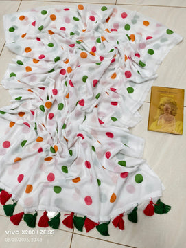 Multicolor Mulmul Cotton Saree