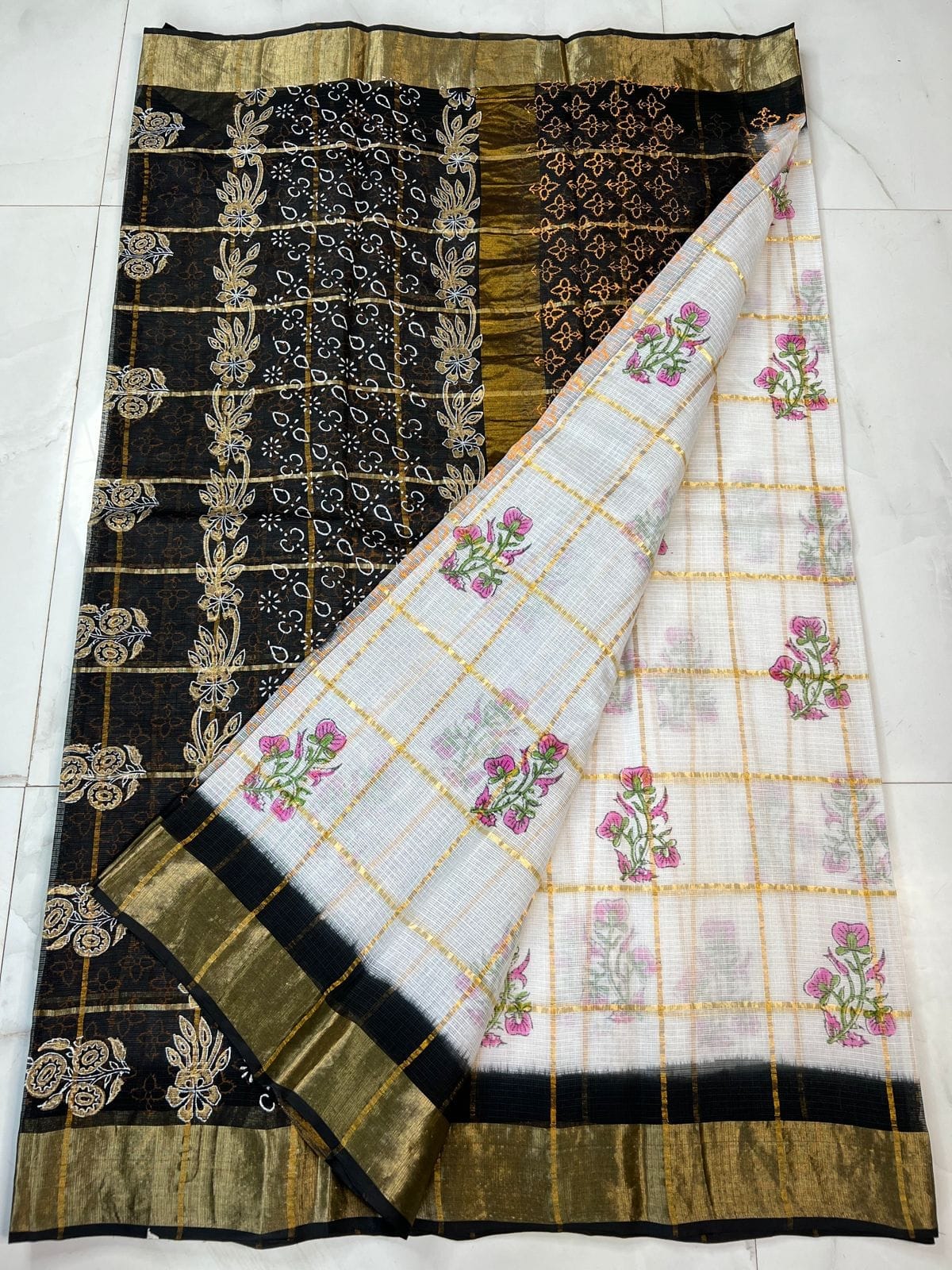 Premium Pure Cotton Kota Doria Printed Saree