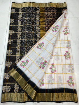 Premium Pure Cotton Kota Doria Printed Saree