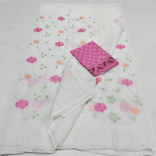 Kota Doria Mix Cotton Saree with Embroidery