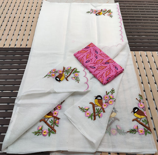 Kota Doria Embroidery Saree