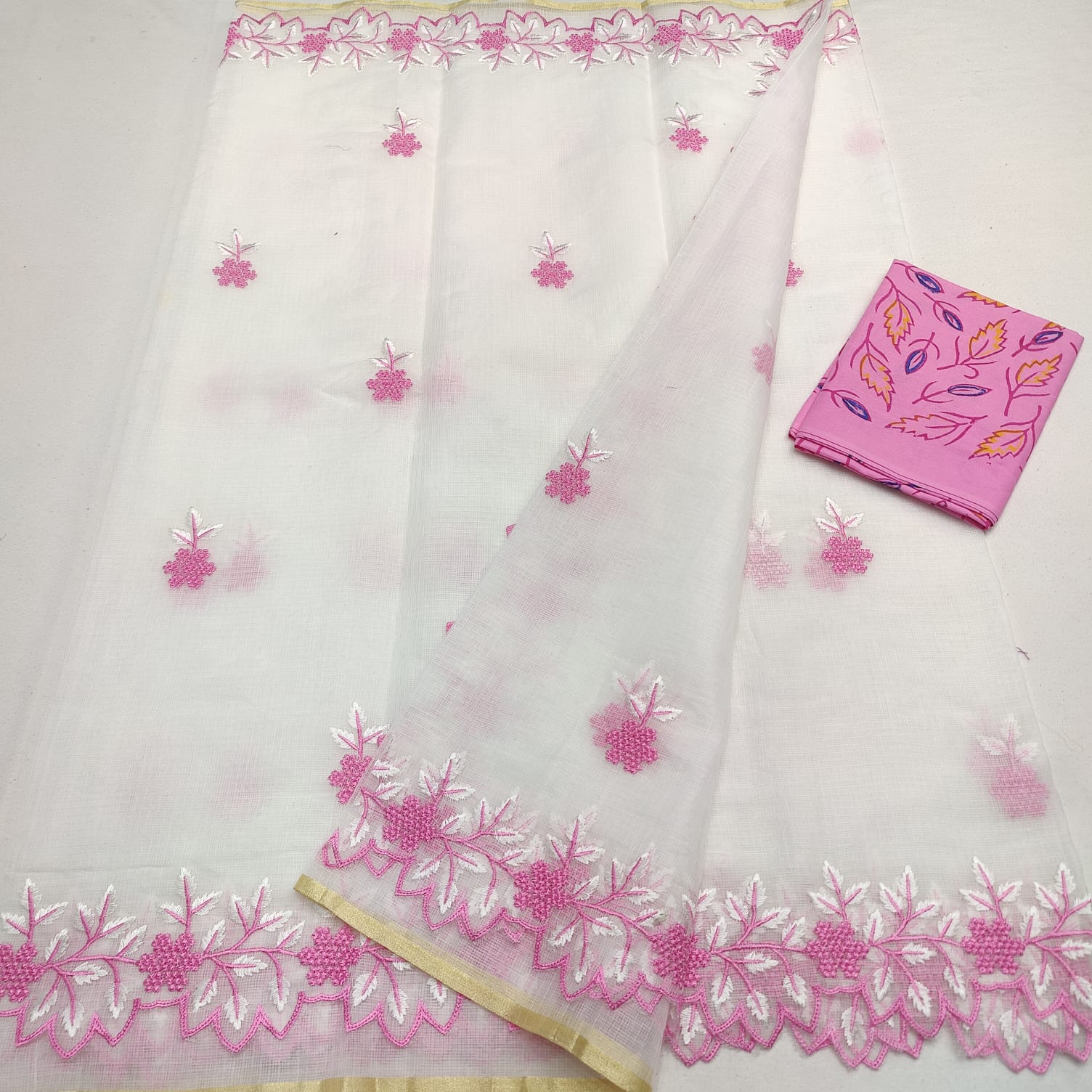 Kota Doria Embroidery Saree