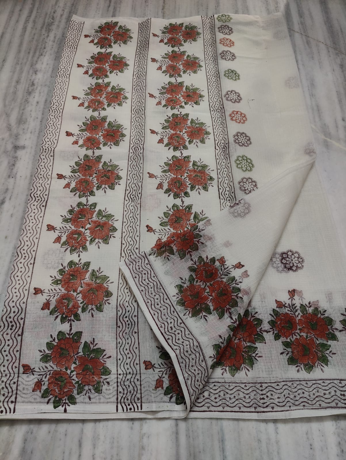 Kota Doria Hand Block Print Saree