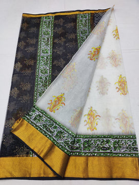 Kota Doria Hand Block Print Saree