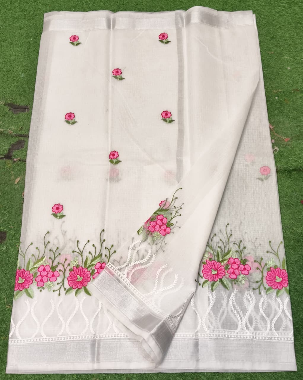 Kota Cotton Embroidery Work Saree