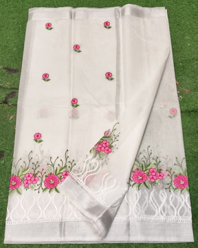 Kota Cotton Embroidery Work Saree