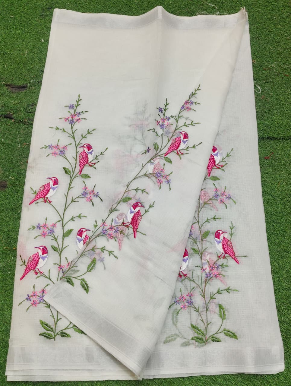 Kota Cotton Embroidery Work Saree