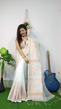 Handloom Copper Woven Saree – Cotton Silk