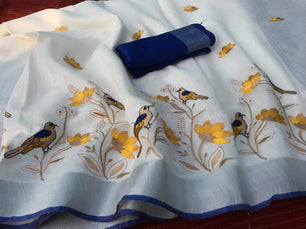 Linen by Linen Saree with Embroidery
