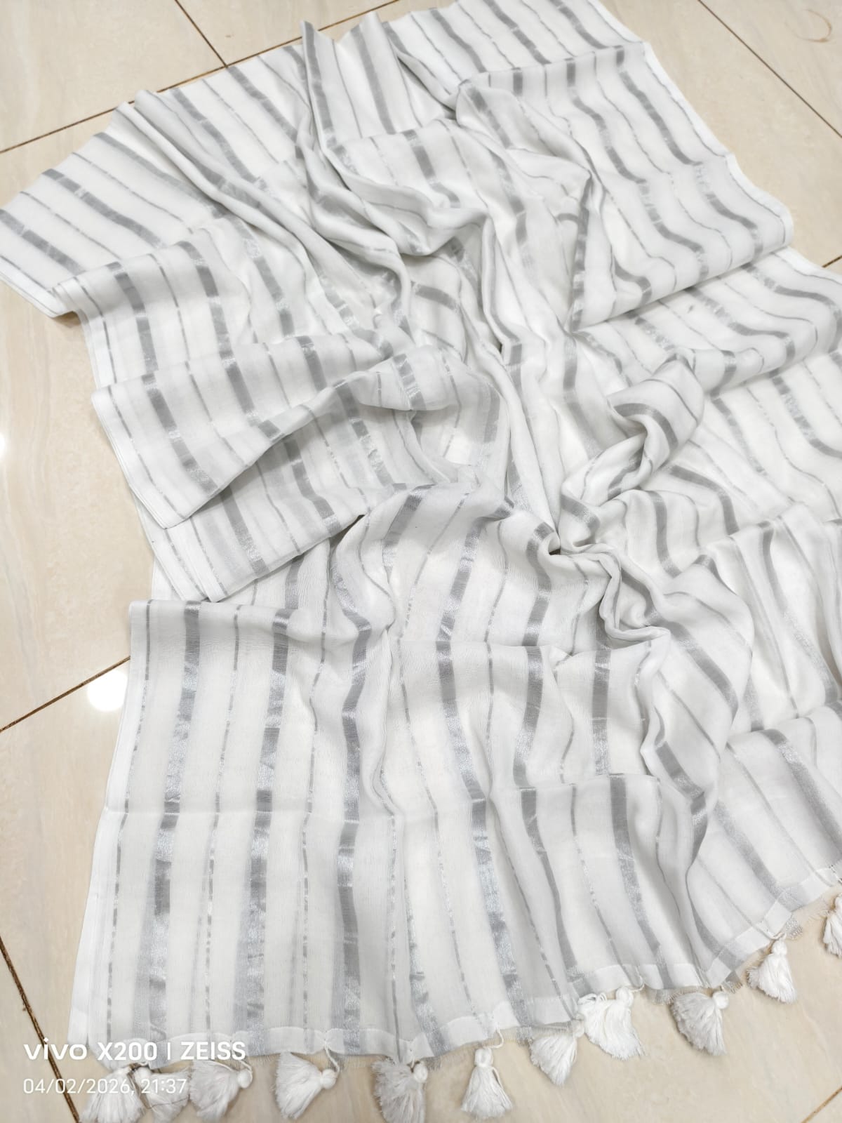 Stripe Mulmul Cotton Saree
