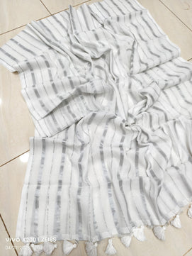 Stripe Mulmul Cotton Saree