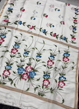 Katan Silk Saree with Hand Brush Painting