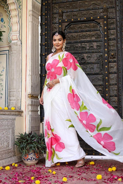 Mulmul Cotton Saree with Hand Painting