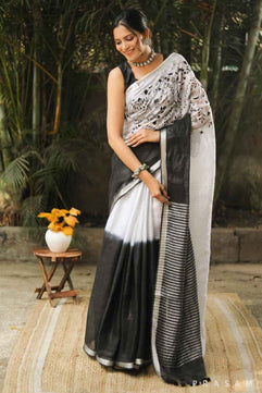 Linen Saree with Embroidery Work
