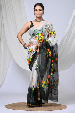 Pure Kota Doria Cotton Hand Painted Saree