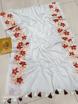 Hand Painted Mulmul Cotton Saree