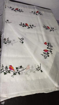 Linen by Linen Saree with Embroidery