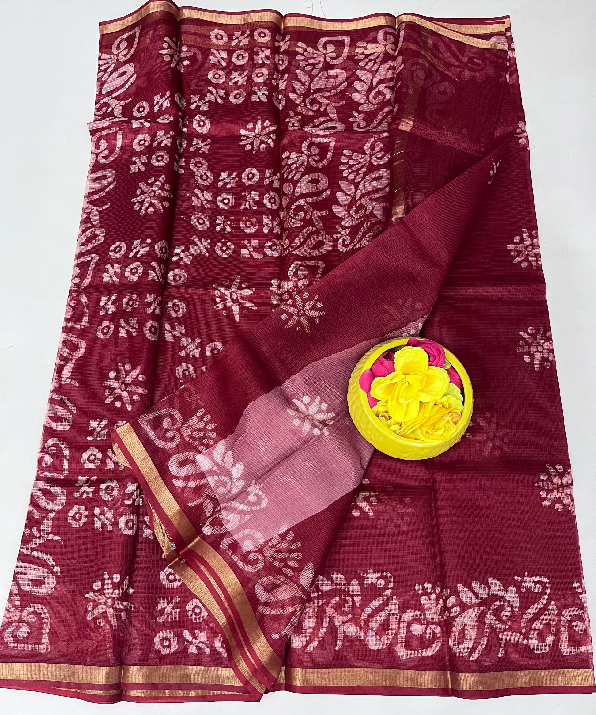 Pure Silk Kota Doria Hand Batik Saree