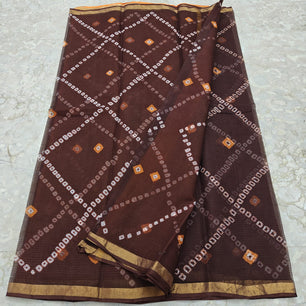 Kota Doria Pure Cotton Hand Bandhej Saree