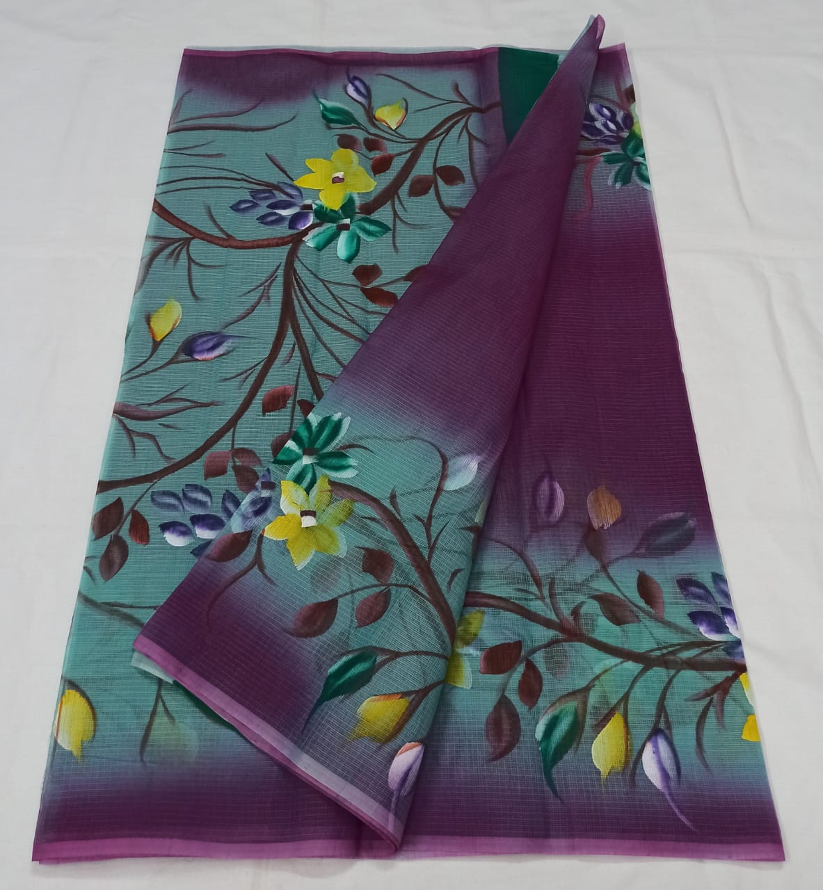 Kota Doria Hand Painting Saree