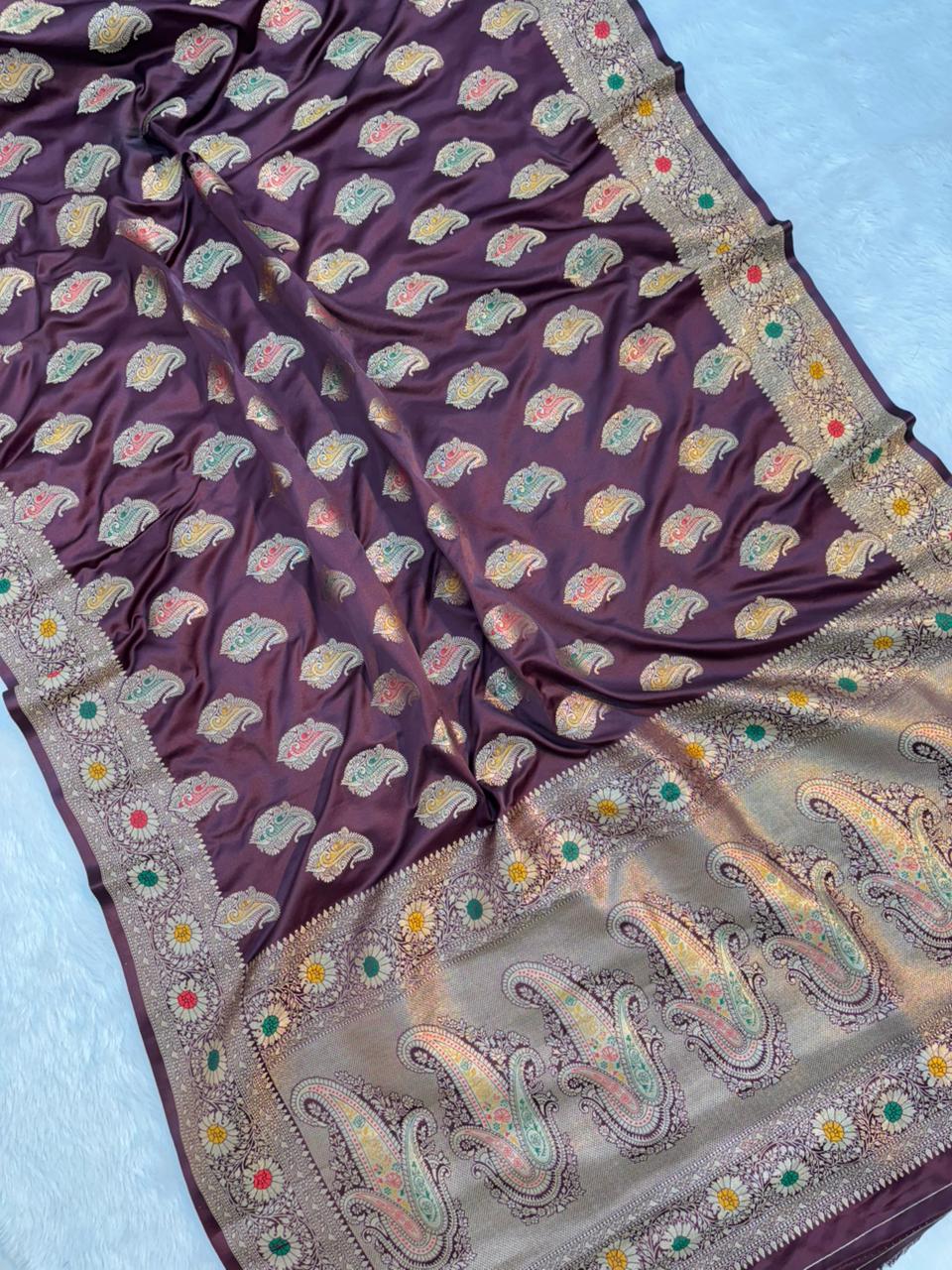 Mashru Minakari Silk Saree