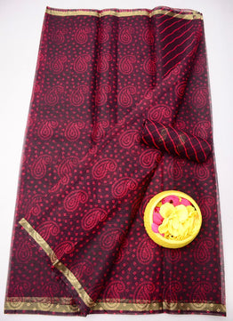 Kota Doria Bandhej Leheriya Saree