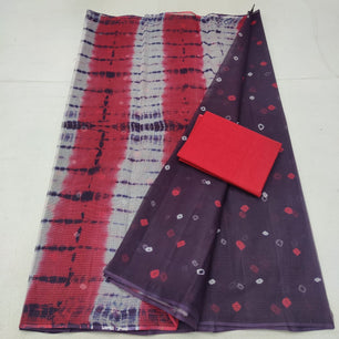 Kota Doria Pure Cotton Saree with Shibori/Batik/Bandhej Dye