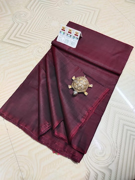 Plain Bishnupuri Pure Katan Silk Saree