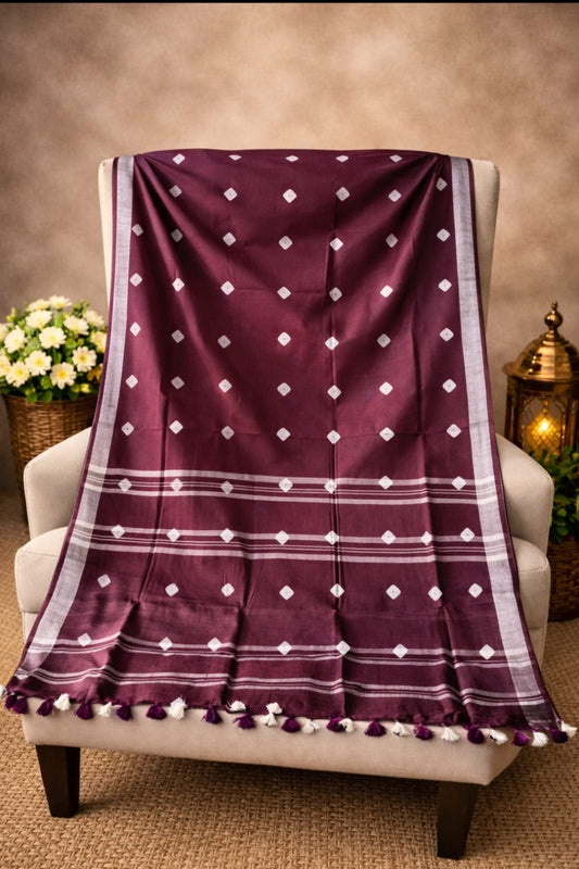 Premium Cotton Slub Shibori Saree