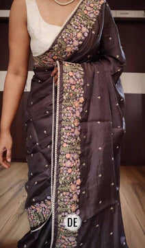 Tussar Munga Silk Embroidery Saree
