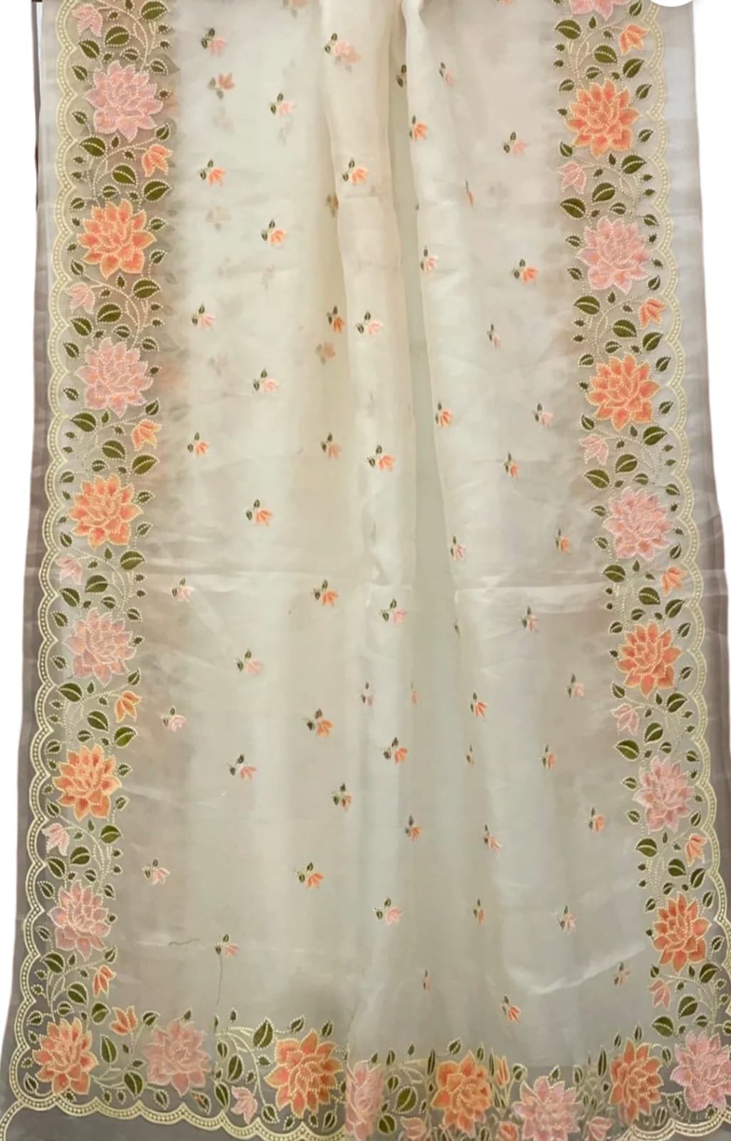 Kora Organza Saree with Embroidery Work