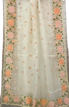 Kora Organza Saree with Embroidery Work