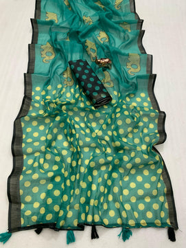 Kalamkari, Patola & Batik Print Cotton Saree