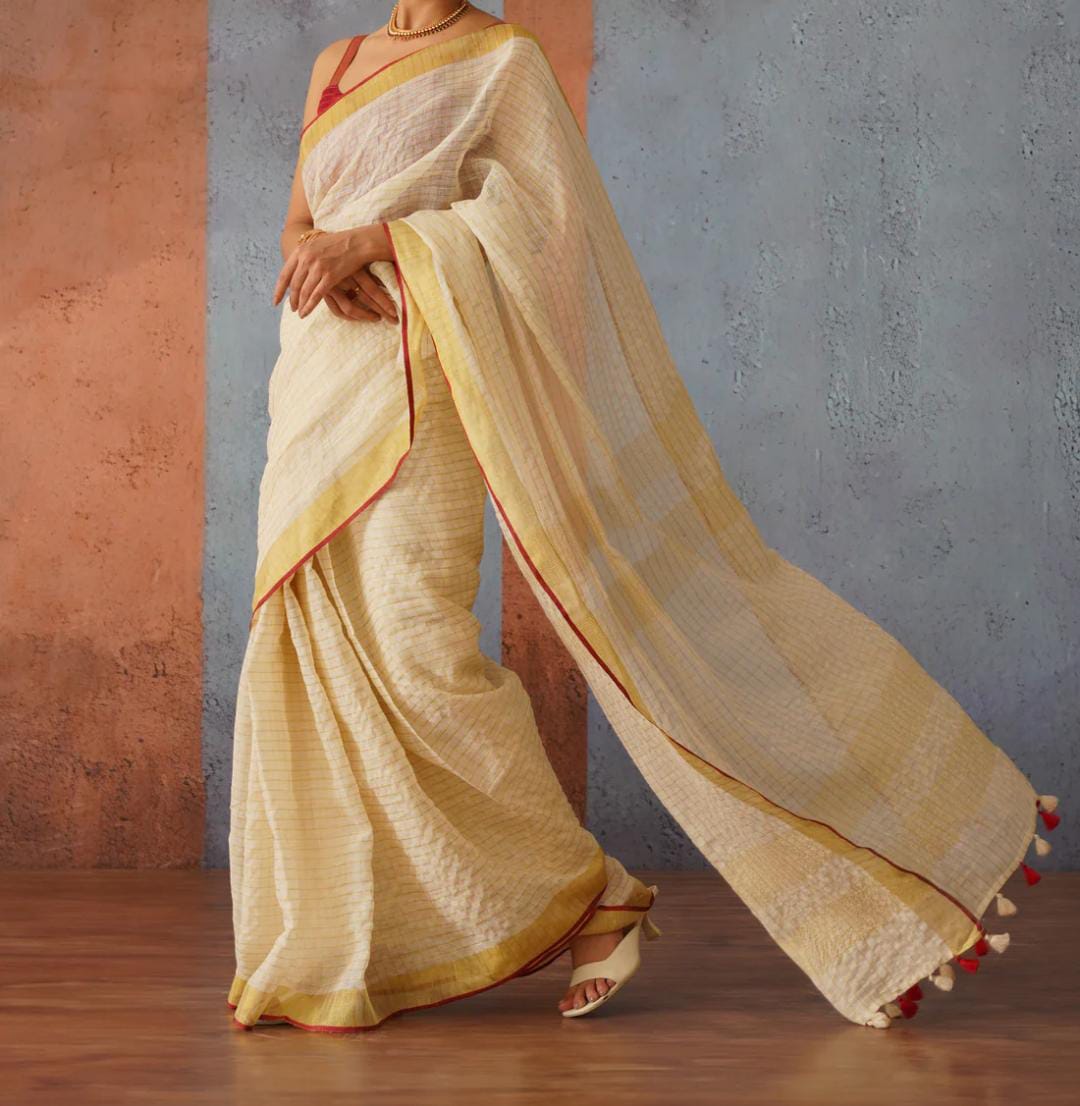 Semi Linen Saree (Style 1)