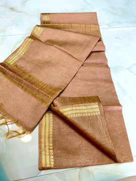 Copper Zari Weaving Border Saree