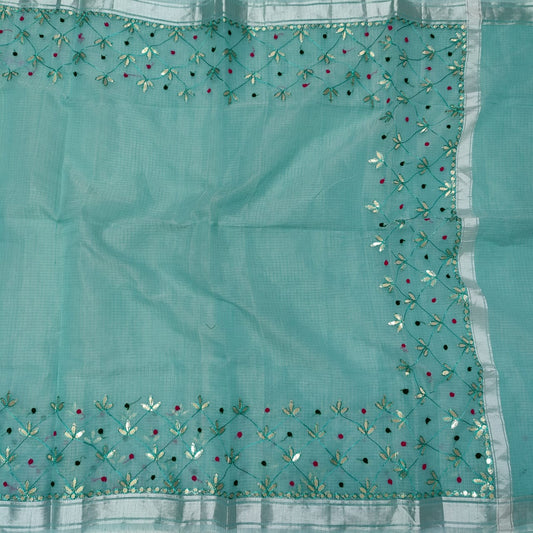 Kota Doria Soft Cotton Saree with Gotta Patti Work