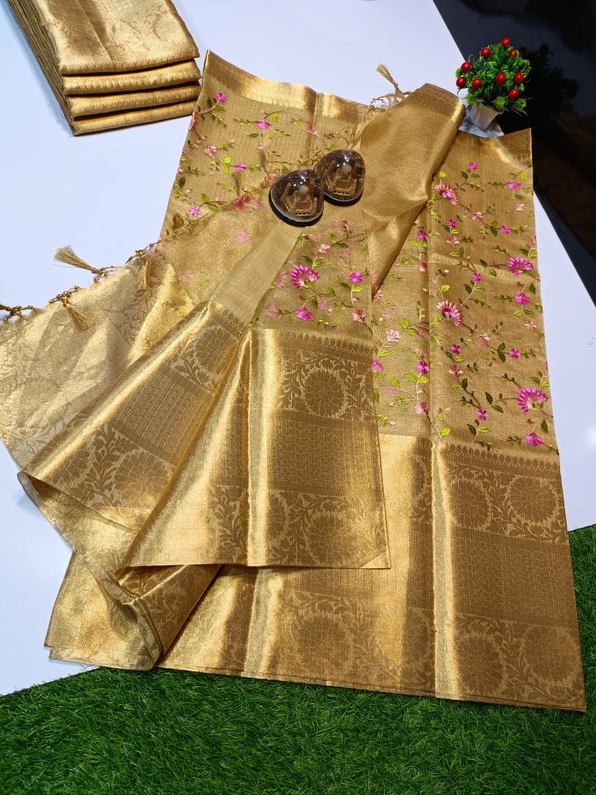 Tissue Silk Saree with embellishment work