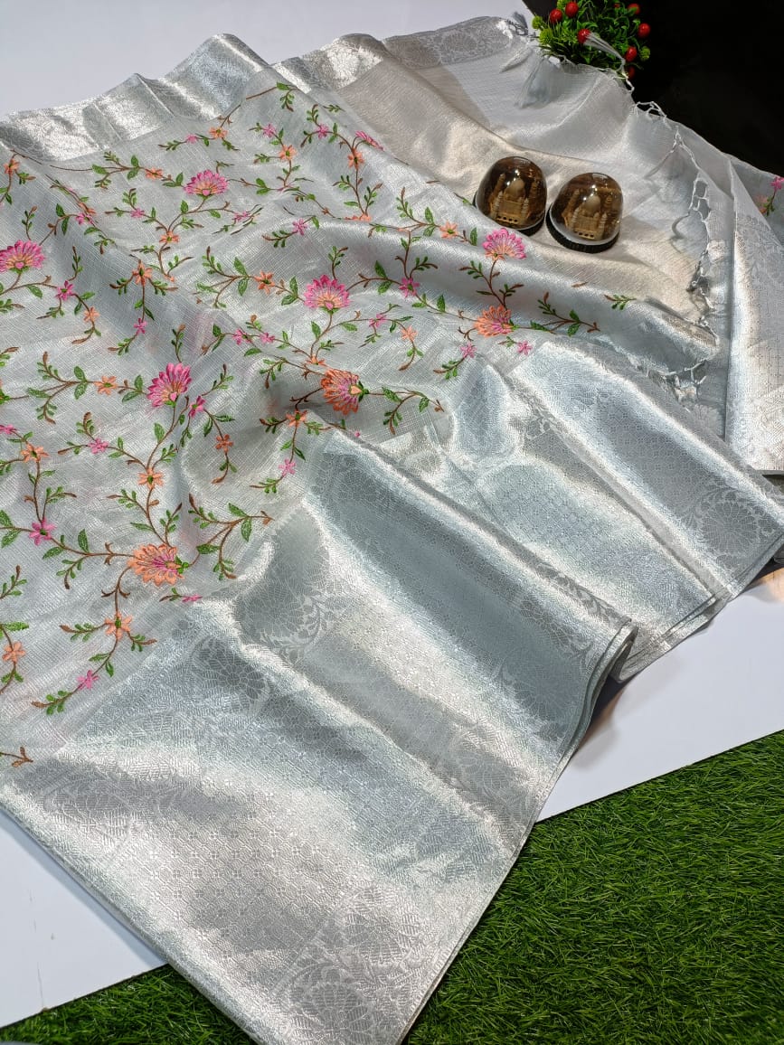 Tissue Silk Saree with embellishment work