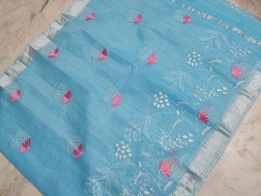 Kota Doria Embroidery Saree