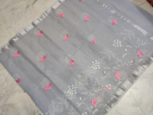 Kota Doria Embroidery Saree