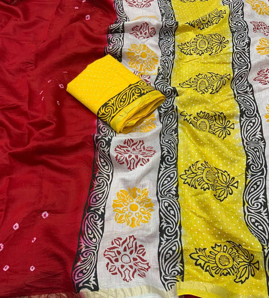 Soft Pure Chanderi Cotton Hand Block Print Saree