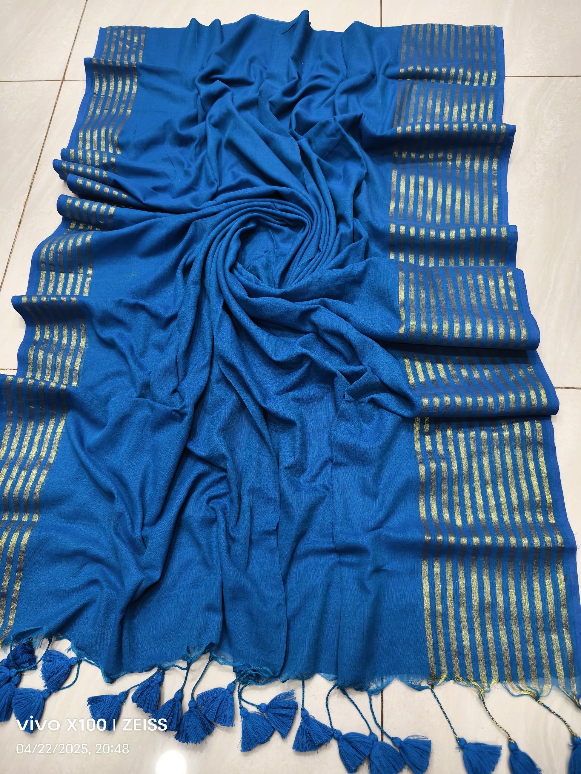 Striped Mulmul Cotton Saree