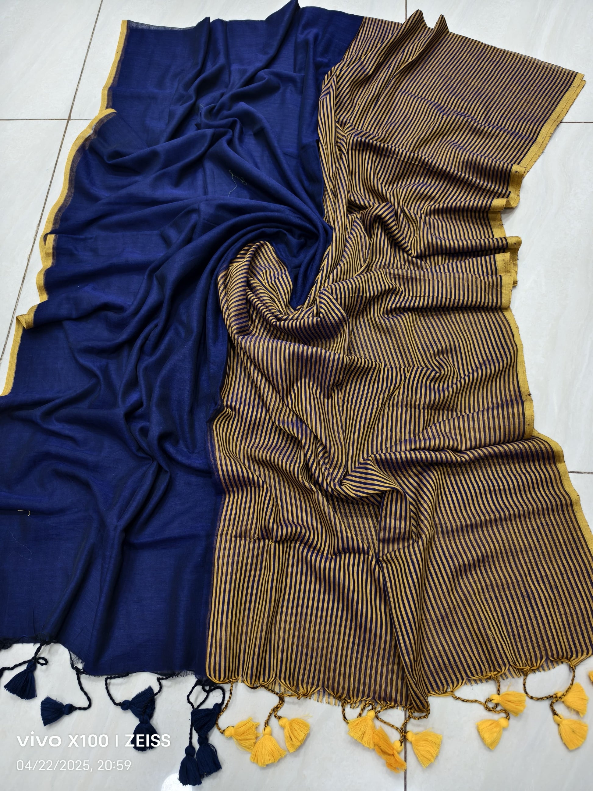 Striped Mulmul Cotton Saree