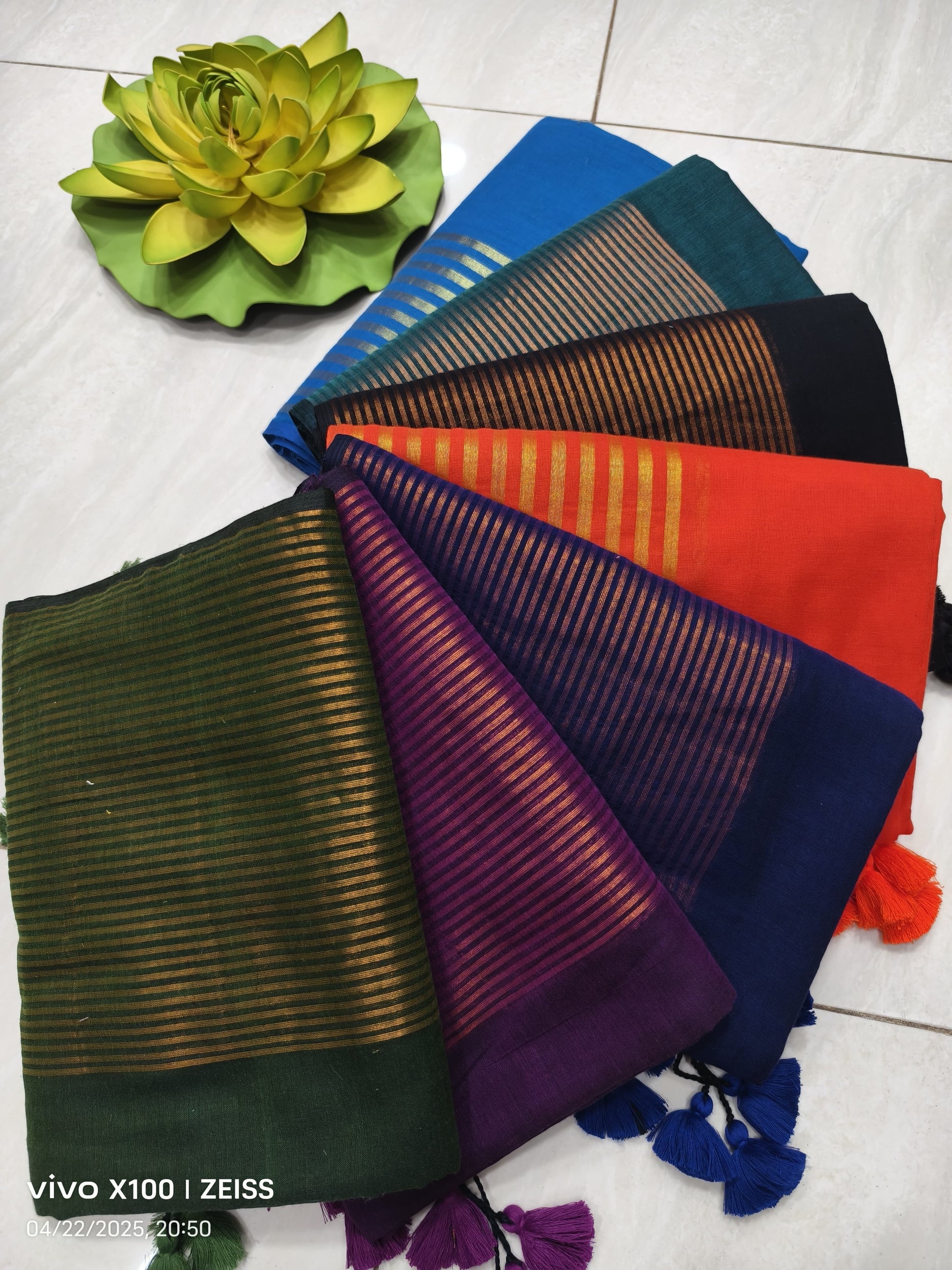 Striped Mulmul Cotton Saree