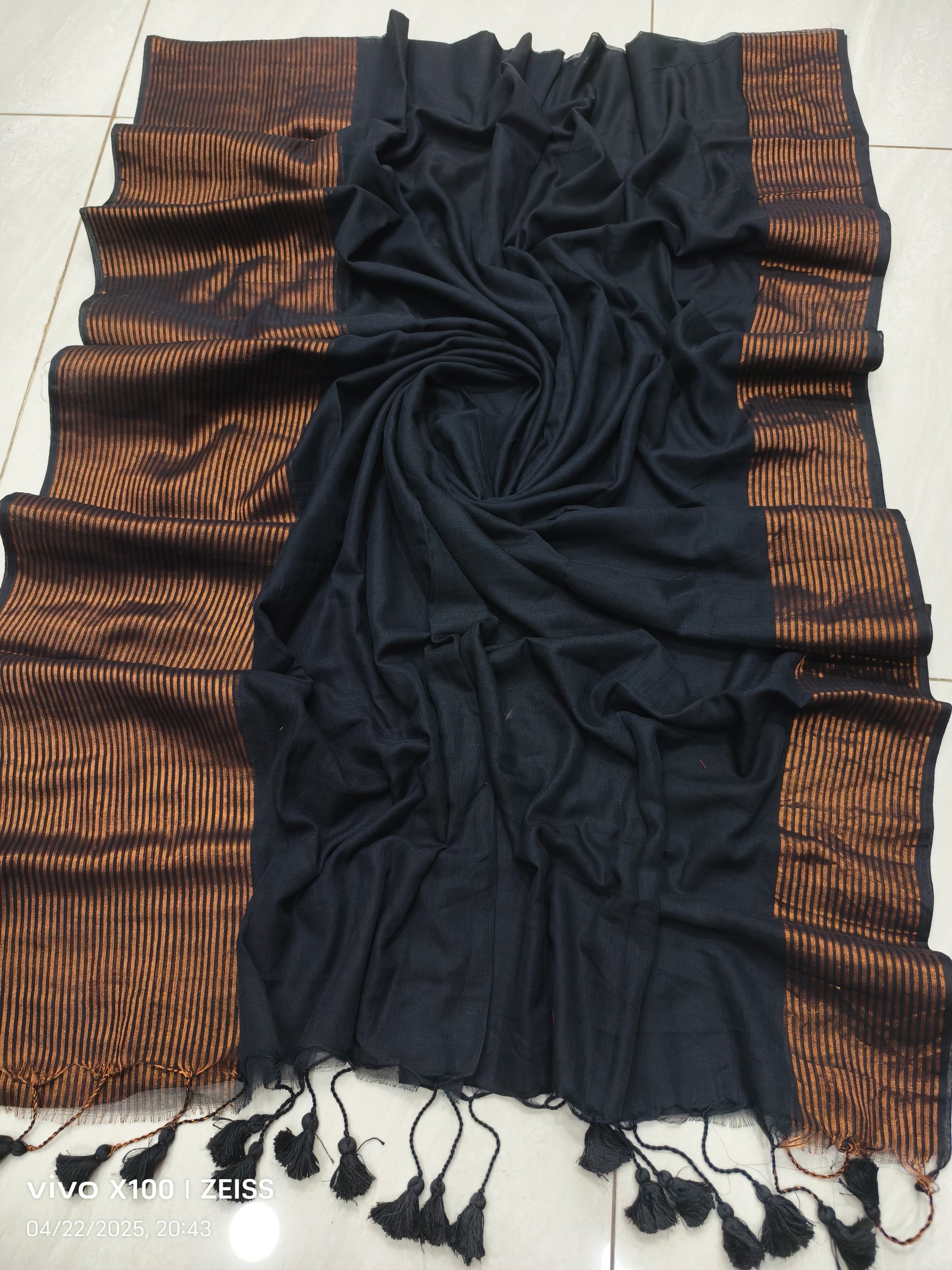 Striped Mulmul Cotton Saree