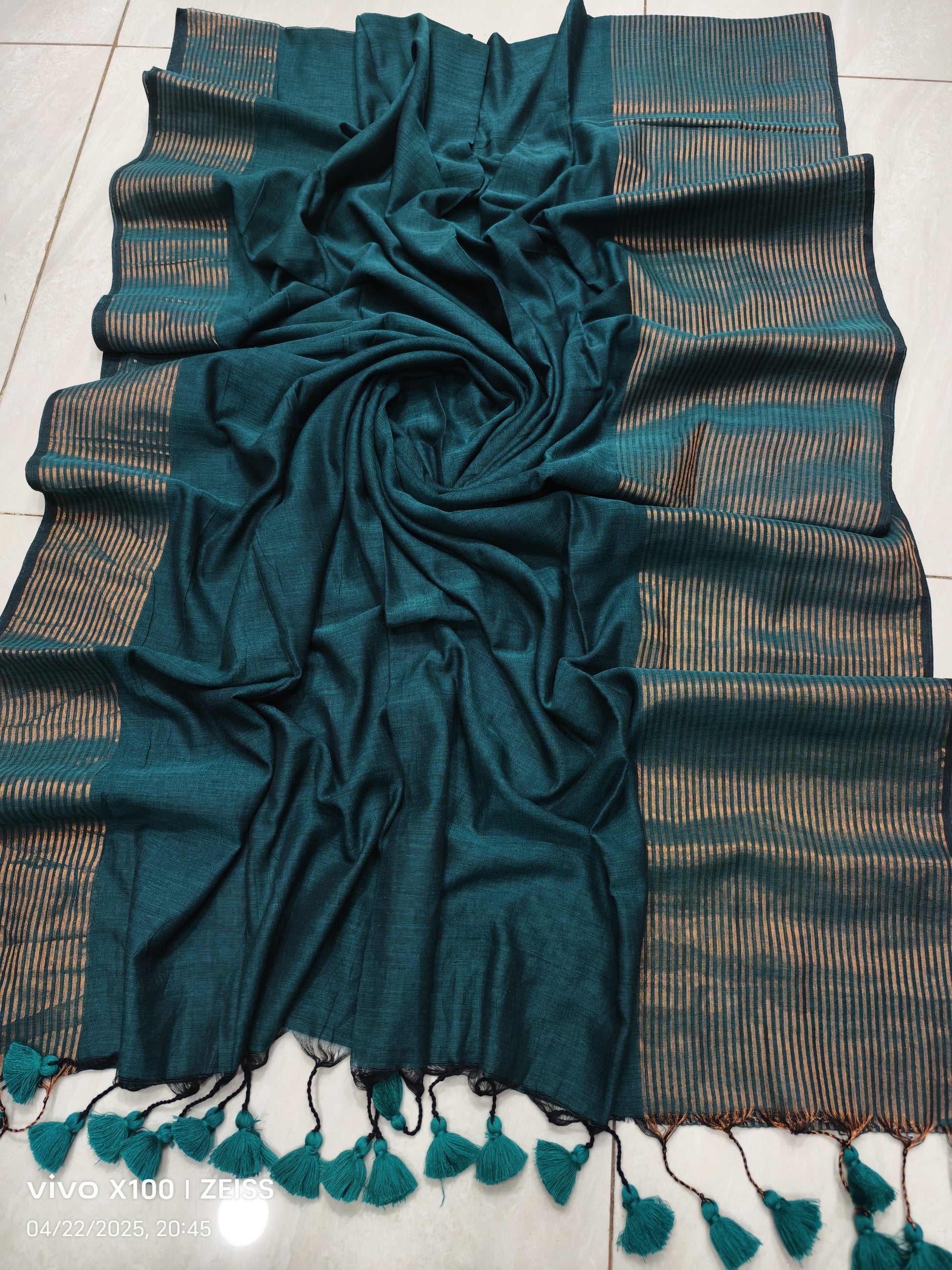 Striped Mulmul Cotton Saree