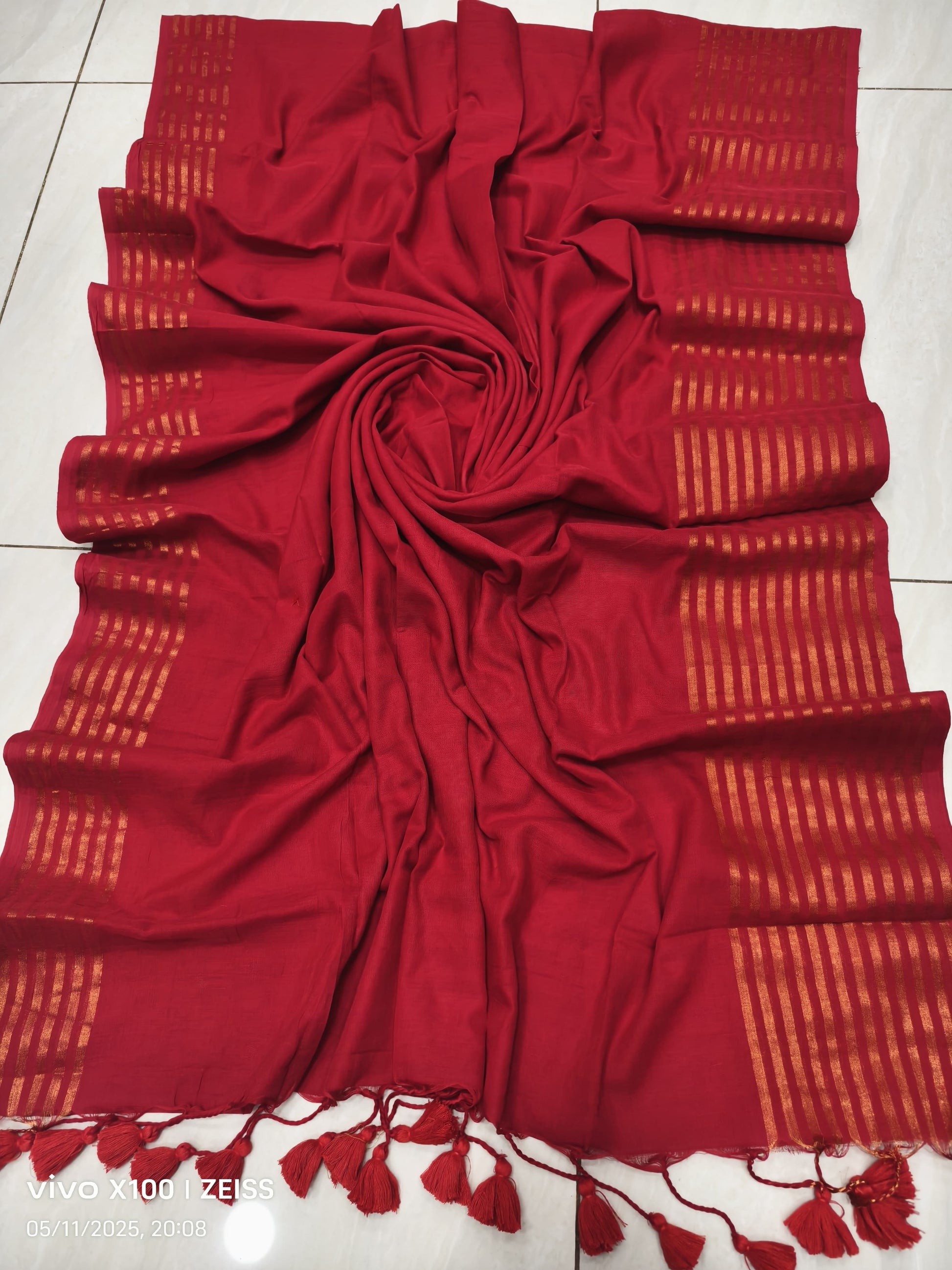 Striped Mulmul Cotton Saree
