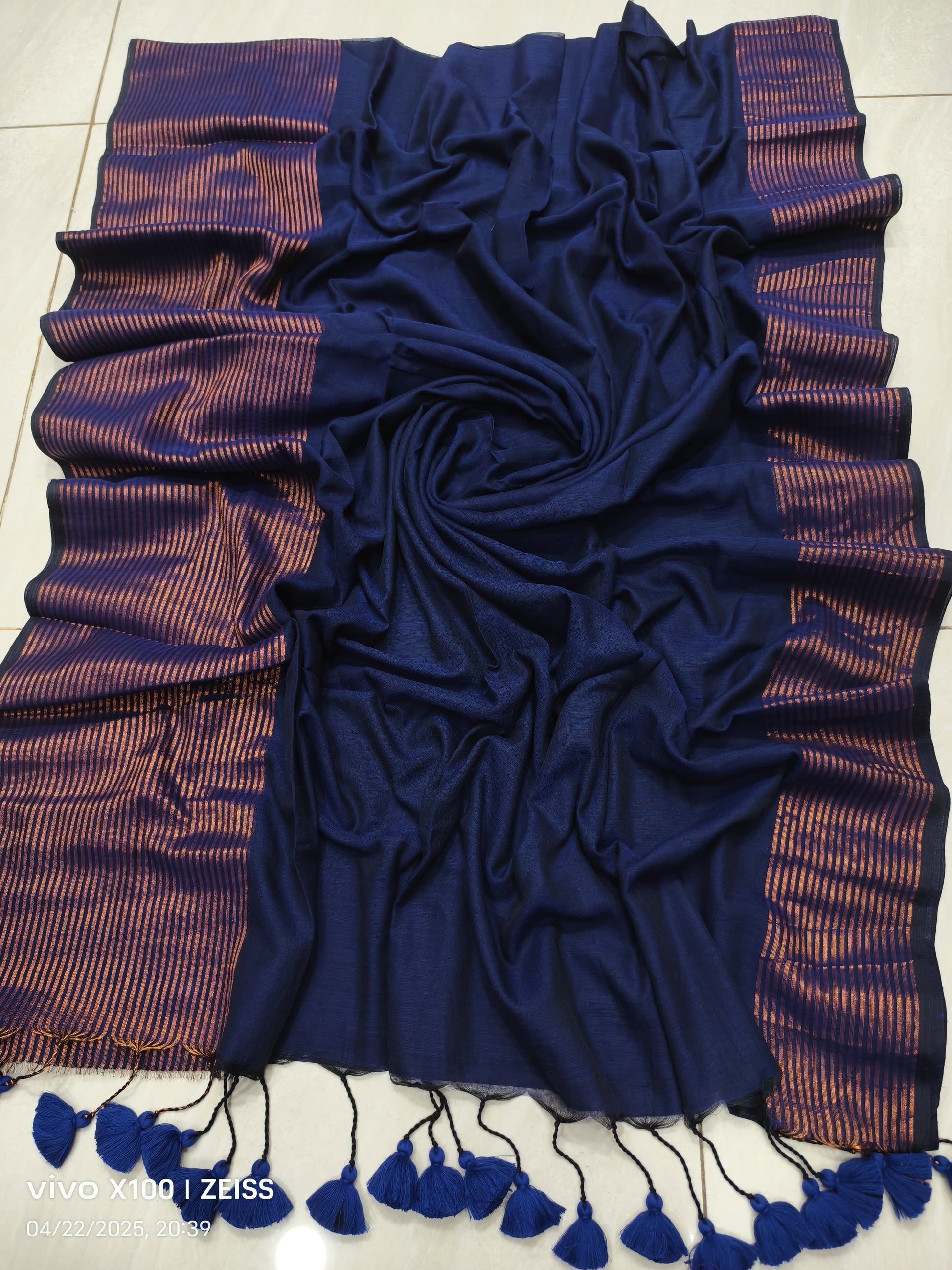 Striped Mulmul Cotton Saree