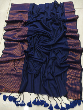 Striped Mulmul Cotton Saree