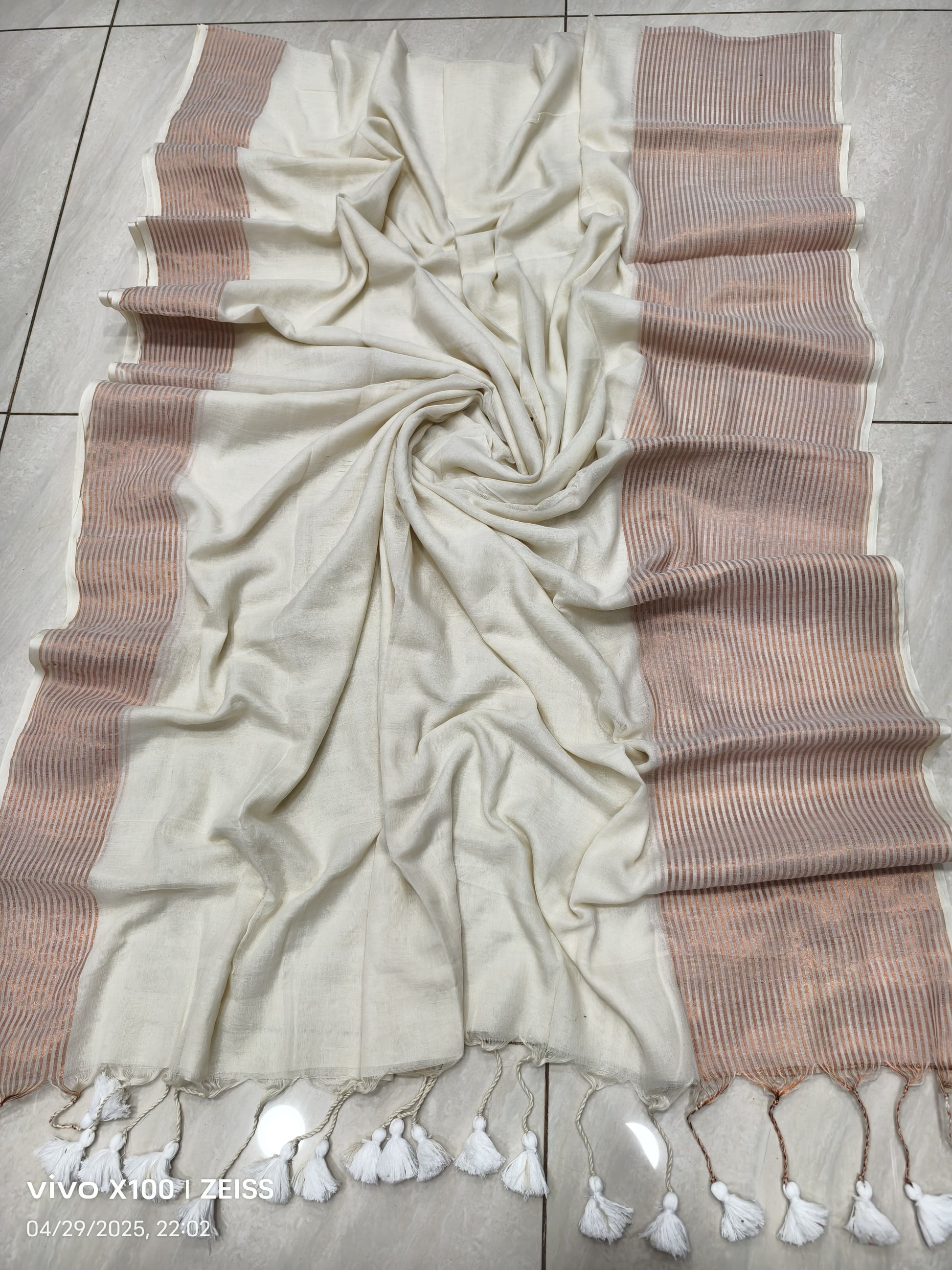 Striped Mulmul Cotton Saree